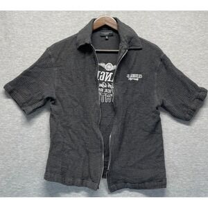 Vox Populi For The People Waffle Knit Shacket Womens M Charcoal Gray Full Zip